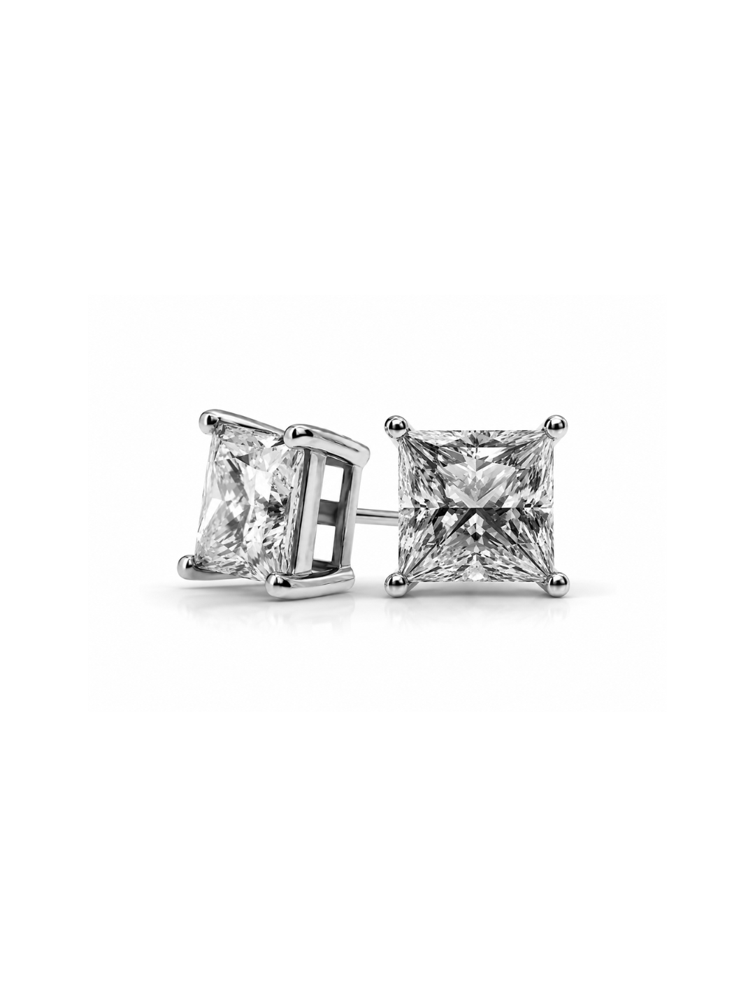 Boucles d'oreilles en Moissanite taille Princesse en Argent 925