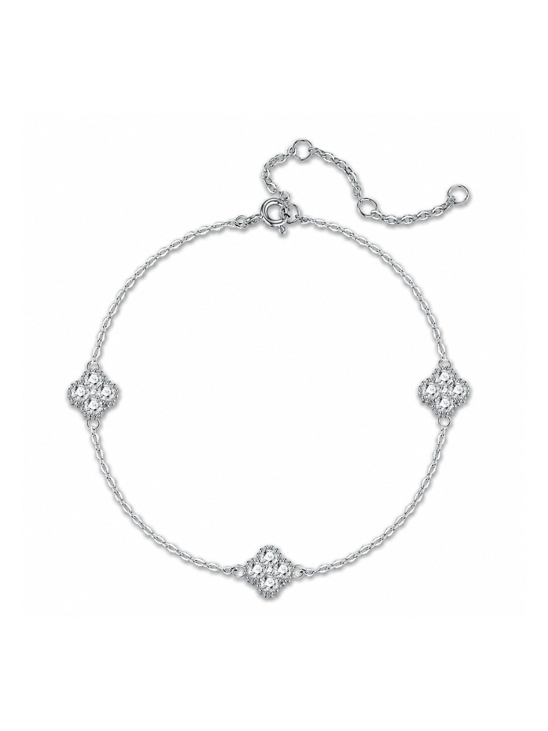Bracelet trèfle à 4 feuilles en Moissanite en Argent 925