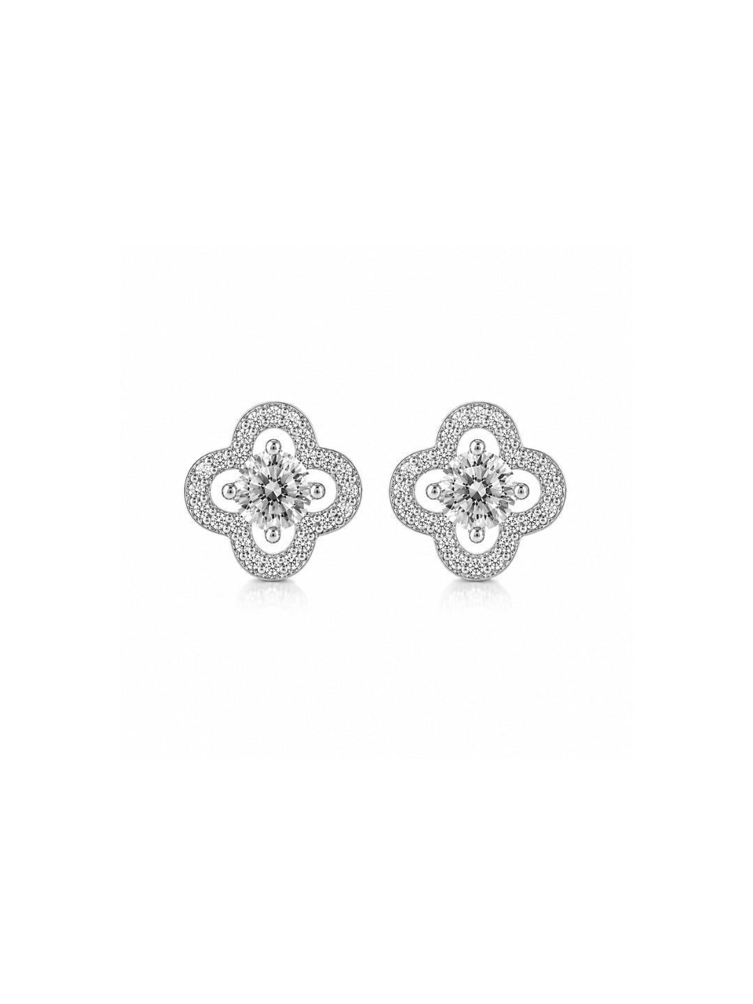 Clous d’oreilles trèfle en moissanite en argent 925