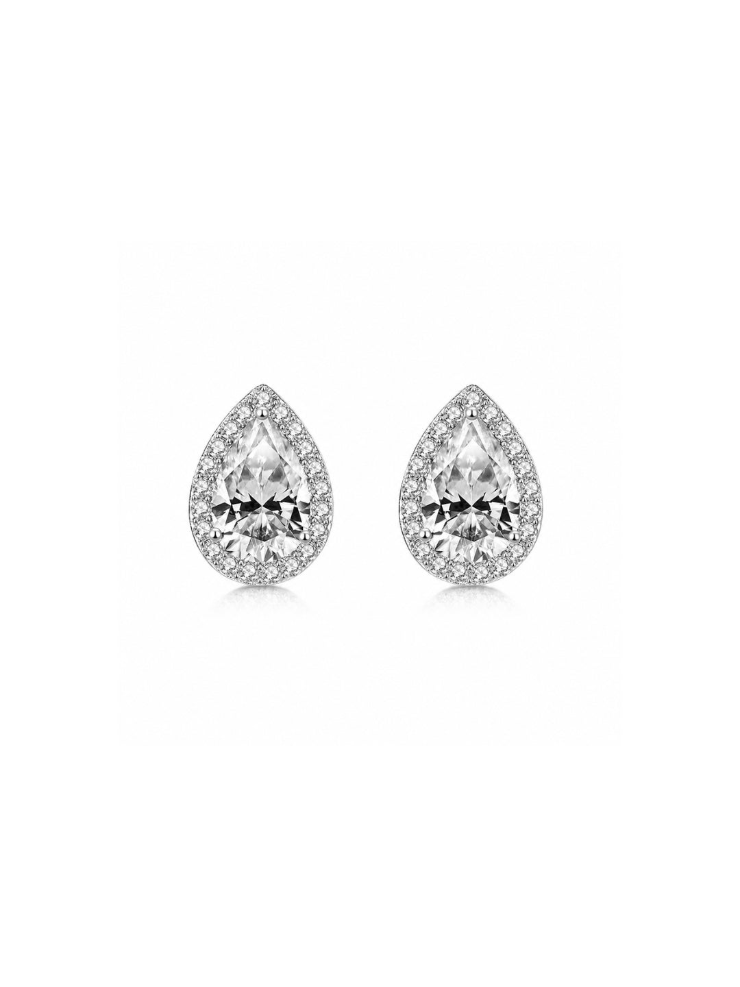 Boucles d'Oreilles Halo Poire Pavée en Moissanite en Argent 925