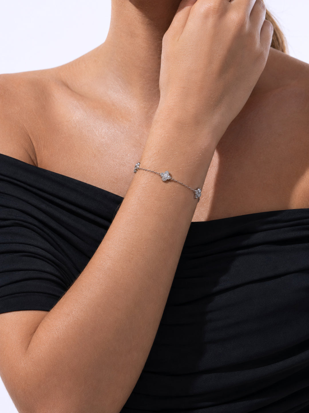 Bracelet trèfle à 4 feuilles en Moissanite en Argent 925