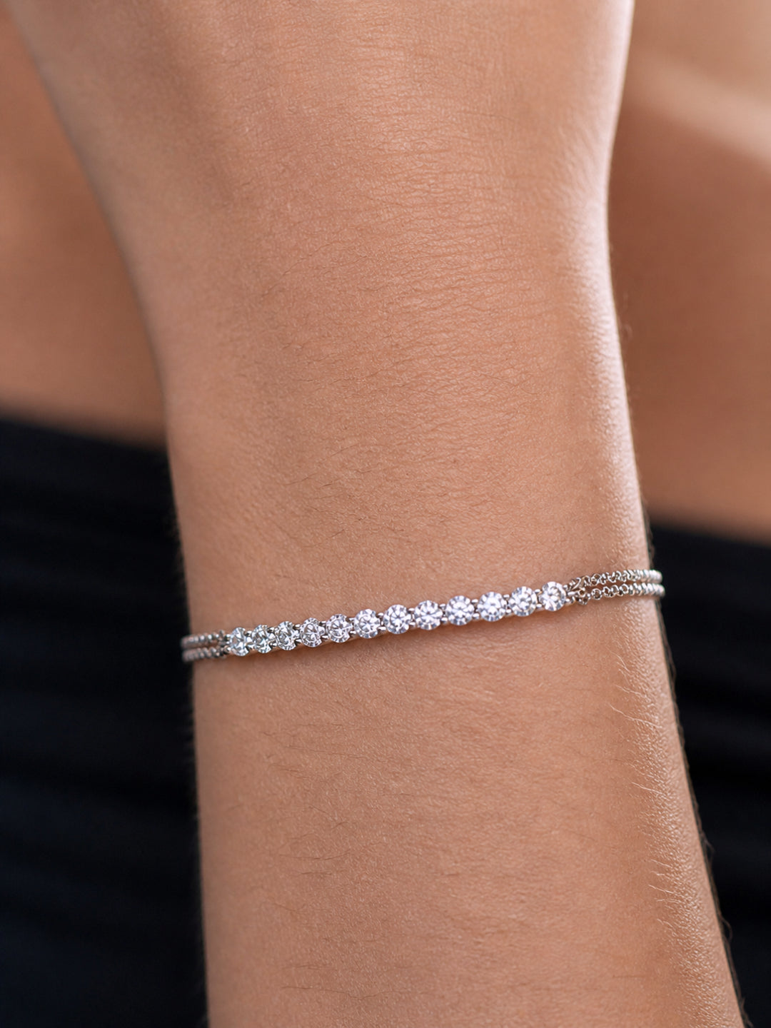 Bracelet Riviera réglable Moissanite en Argent 925
