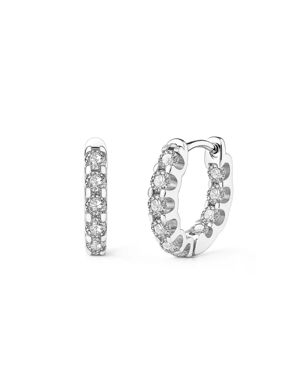 Brincos Hoop Petite em Prata 925 com Moissanite