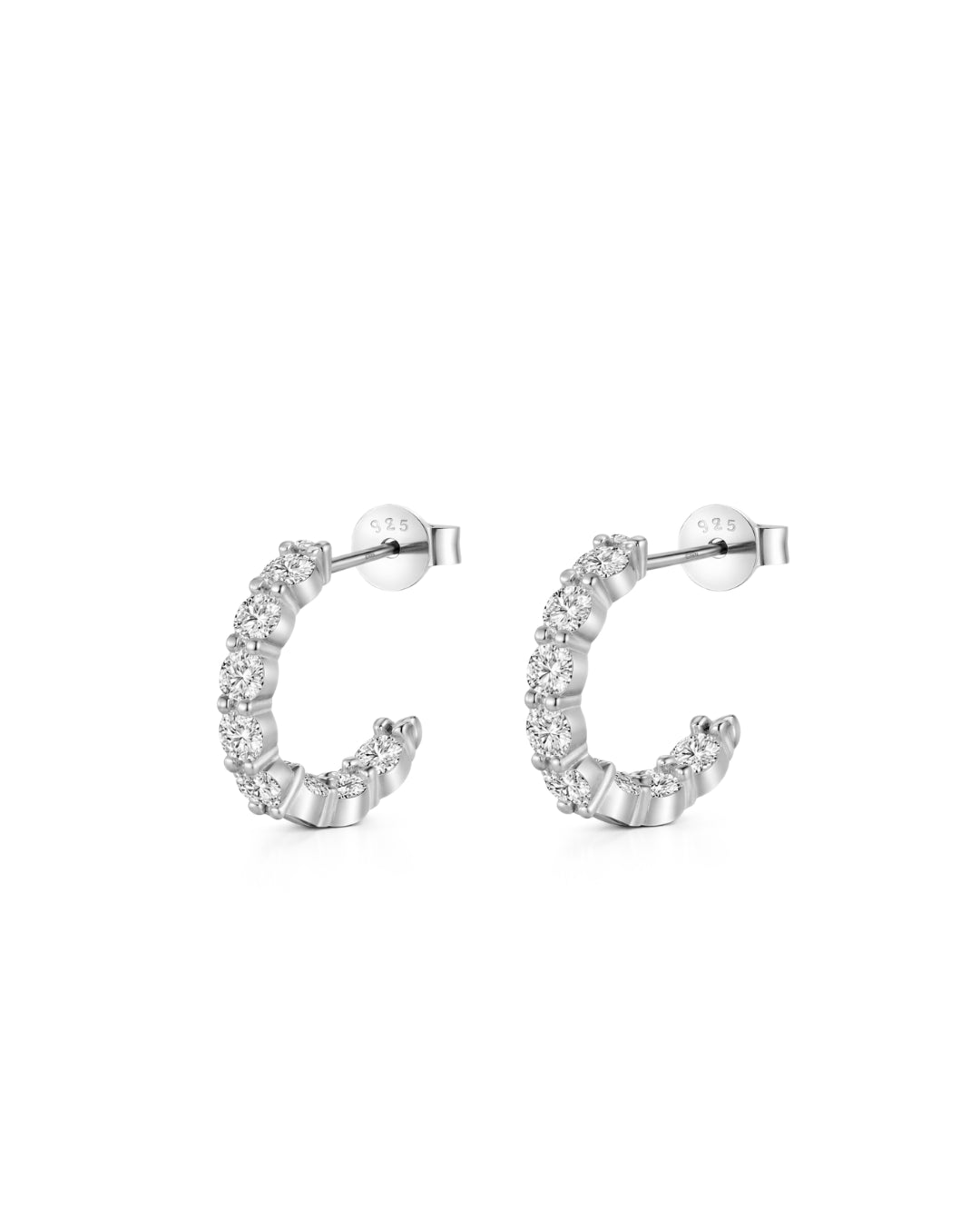 Moissanite Prong-Set Pavé Hoop Earrings