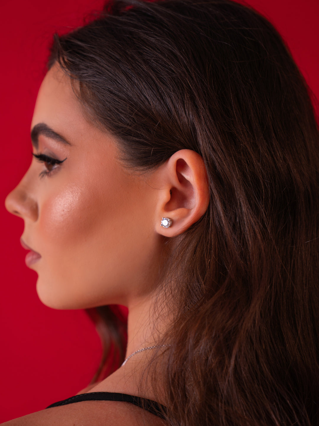 Boucles d’oreilles solitaires rondes 2 carats en moissanite en argent 925