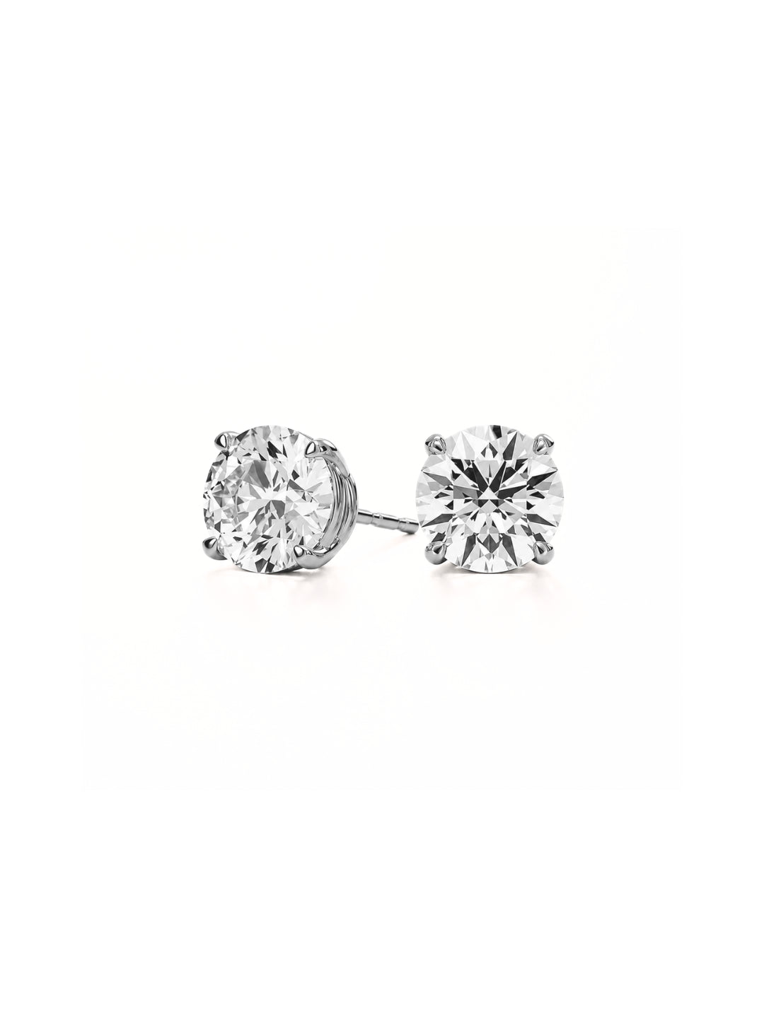 Boucles d’oreilles solitaires rondes 2 carats en moissanite en argent 925