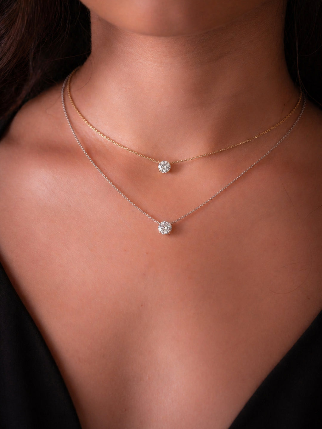 Collier Round Cut en moissanite en argent 925