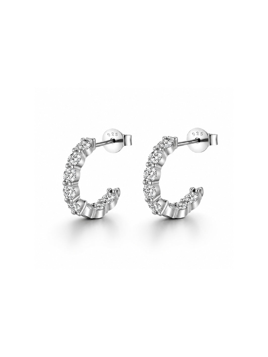 Créole Pavée à Griffes en  Moissanite en Argent 925