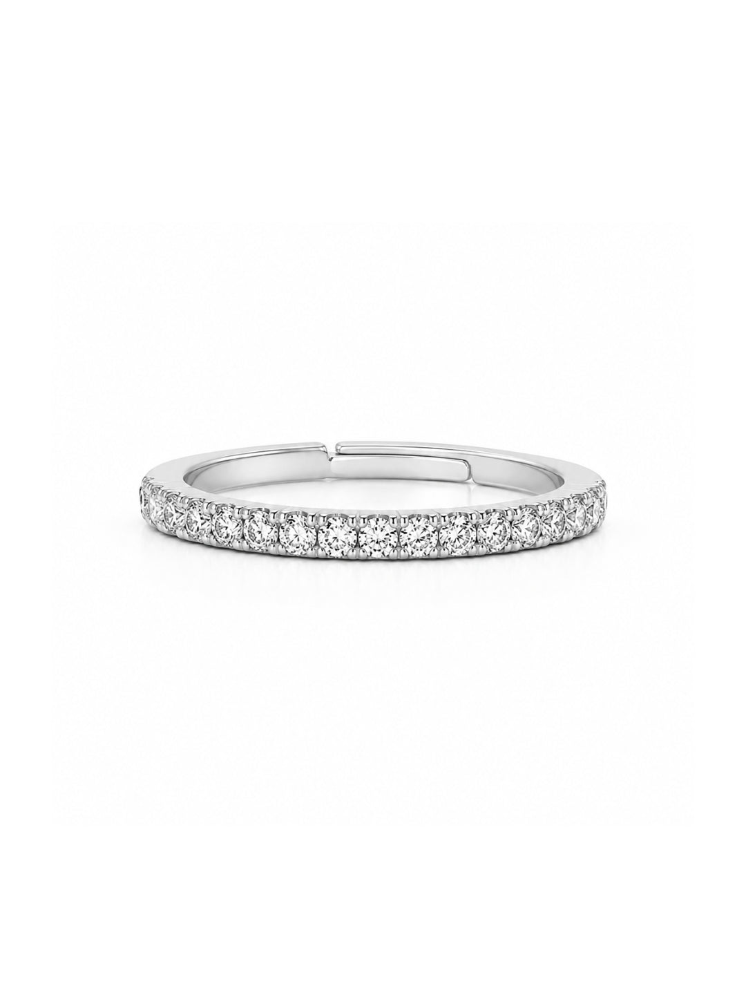 Bague Demi-Alliance Vérone Ajustable en Moissanite en Argent 925