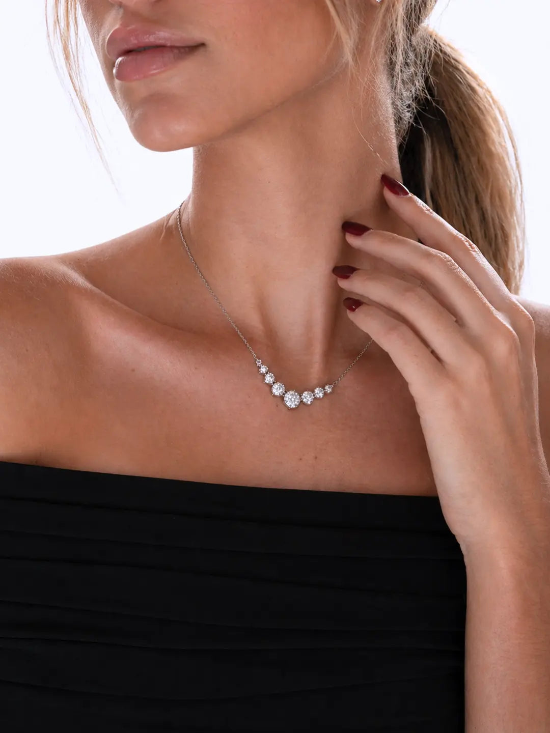 Collier Moissanite courbé en Argent 925