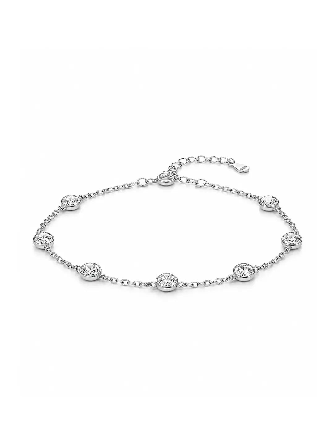 Bracelet Station avec Moissanites Taille Ronde en Argent 925