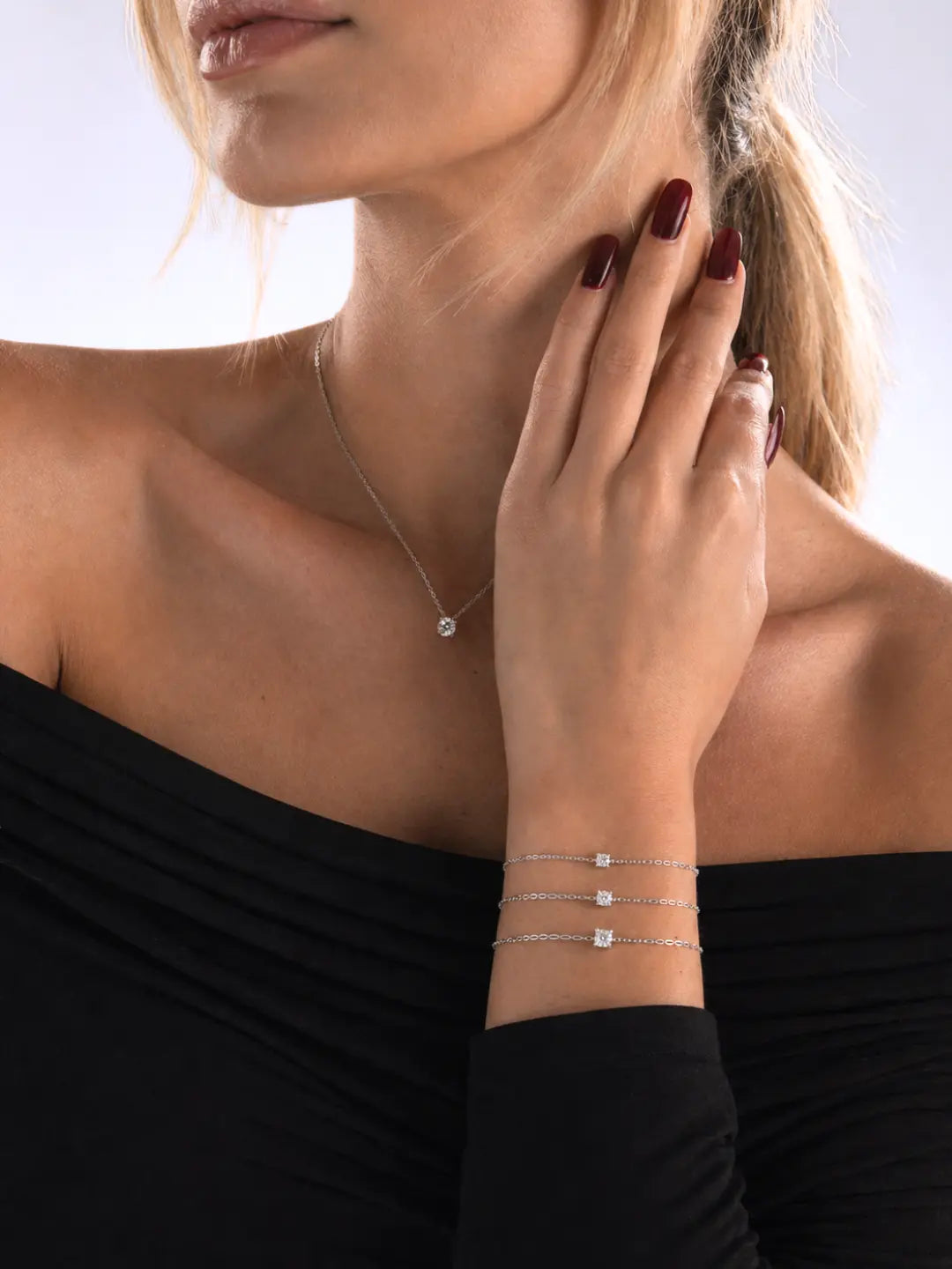 Bracelet point de lumière minimaliste Moissanite